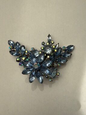 Blue Crystal Floral Statement Brooch